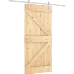 vidaXL Schuifdeur 95 x 210 cm Massief Grenenhout (Niet-Behandeld)