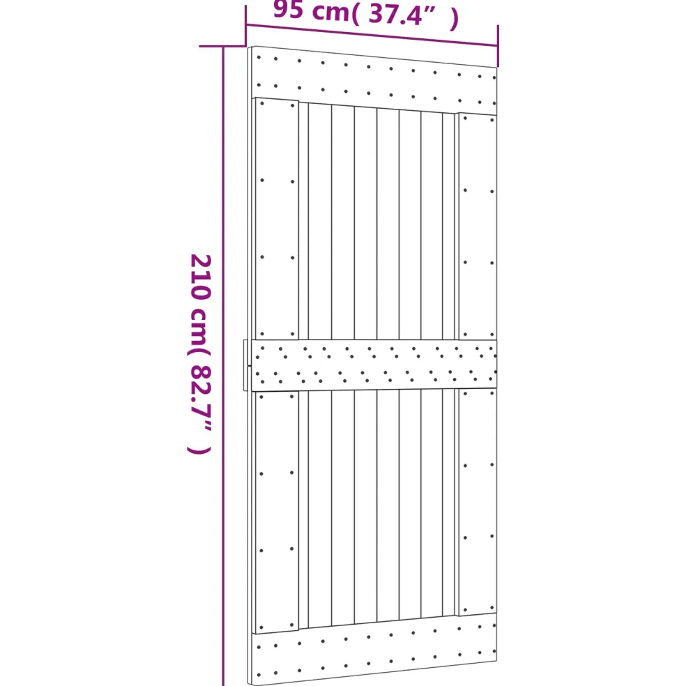 vidaXL Schuifdeur 95 x 210 cm Massief Grenenhout (Niet-Behandeld)