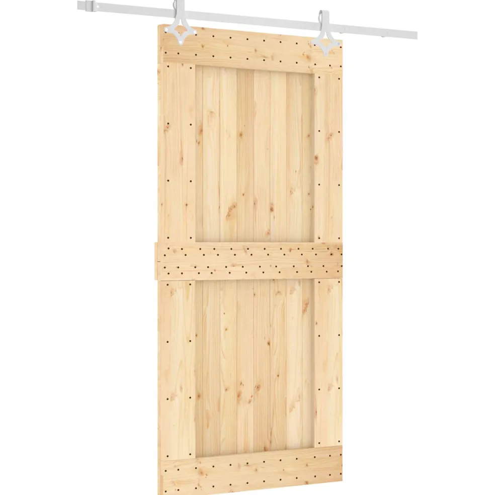 vidaXL Schuifdeur 95 x 210 cm Massief Grenenhout (Niet-Behandeld)