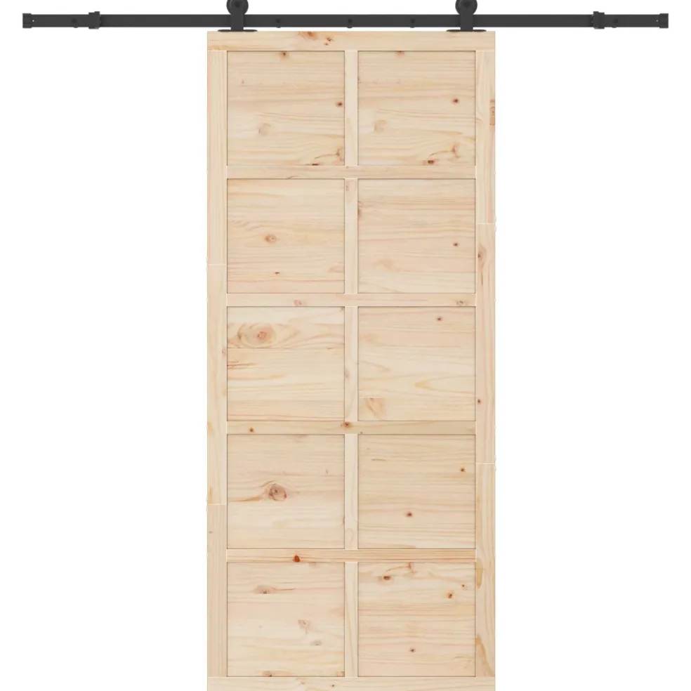 vidaXL Schuifdeur 100 x 208 cm Massief grenenhout Naturel