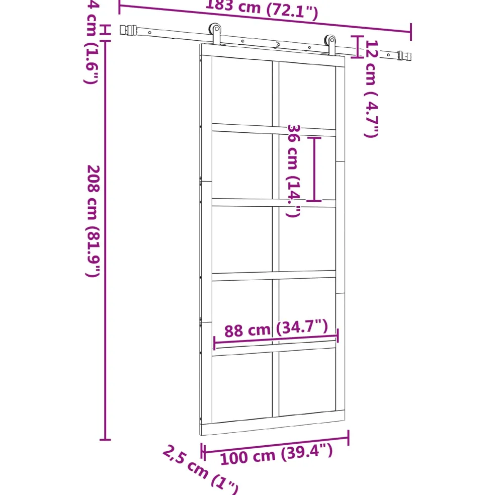 vidaXL Schuifdeur 100 x 208 cm Massief grenenhout Naturel