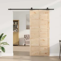 vidaXL Schuifdeur 100 x 208 cm Massief grenenhout Naturel