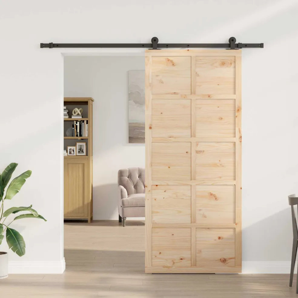 vidaXL Schuifdeur 100 x 208 cm Massief grenenhout Naturel
