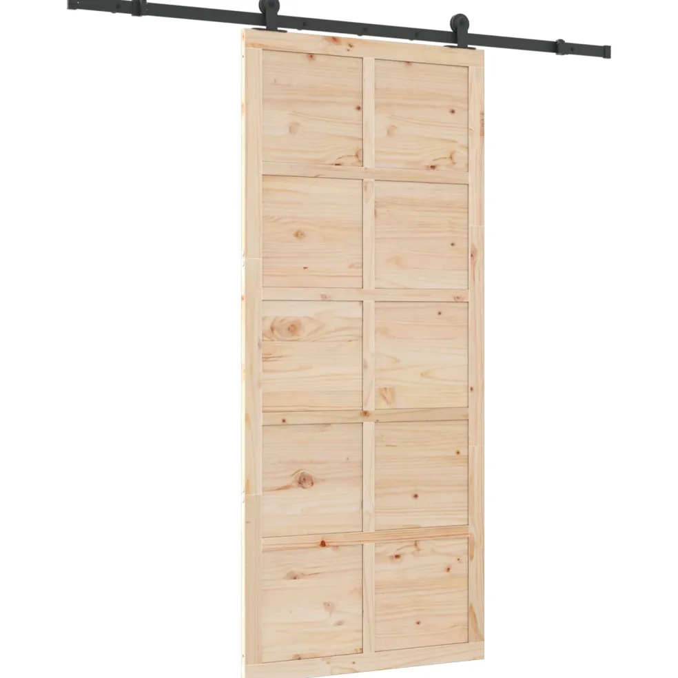 vidaXL Schuifdeur 100 x 208 cm Massief grenenhout Naturel