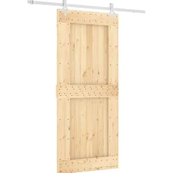 vidaXL Schuifdeur 90 x 210 cm Massief Grenenhout (Niet-Behandeld)