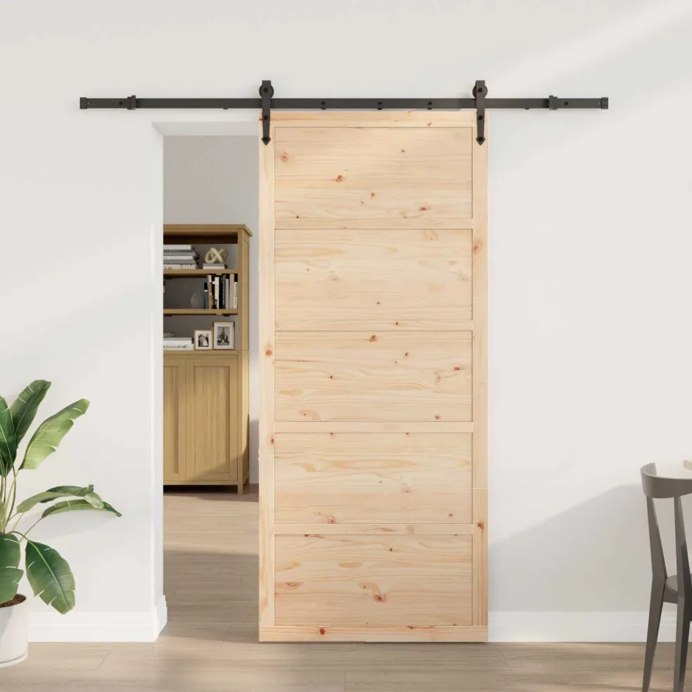 vidaXL Schuifdeur 100 x 208 cm Massief grenenhout Naturel