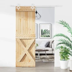 vidaXL Schuifdeur 70 x 210 cm Massief Grenenhout (Niet-Behandeld)