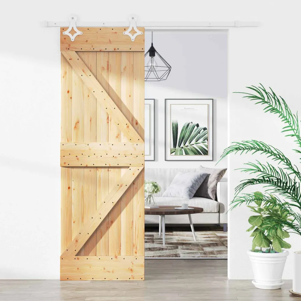 vidaXL Schuifdeur 70 x 210 cm Massief Grenenhout (Niet-Behandeld)