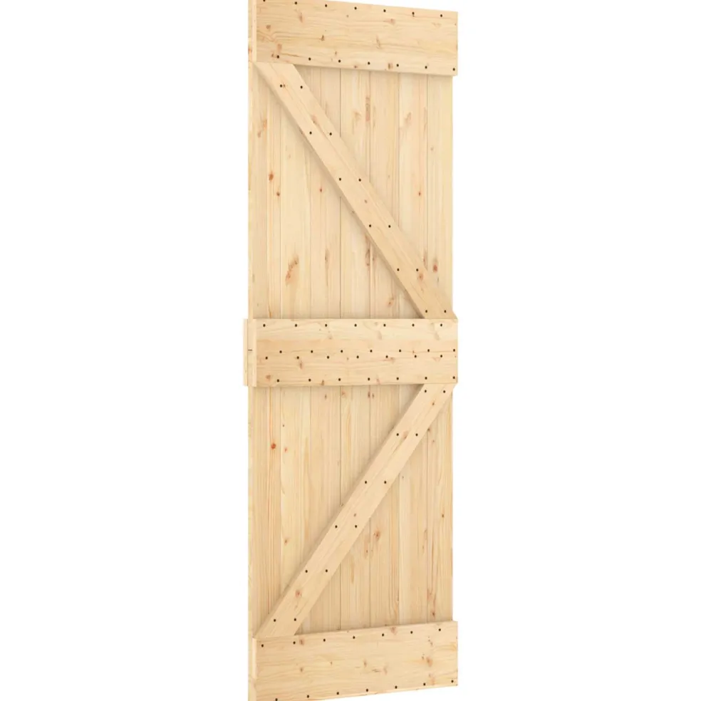 vidaXL Schuifdeur 70 x 210 cm Massief Grenenhout (Niet-Behandeld)