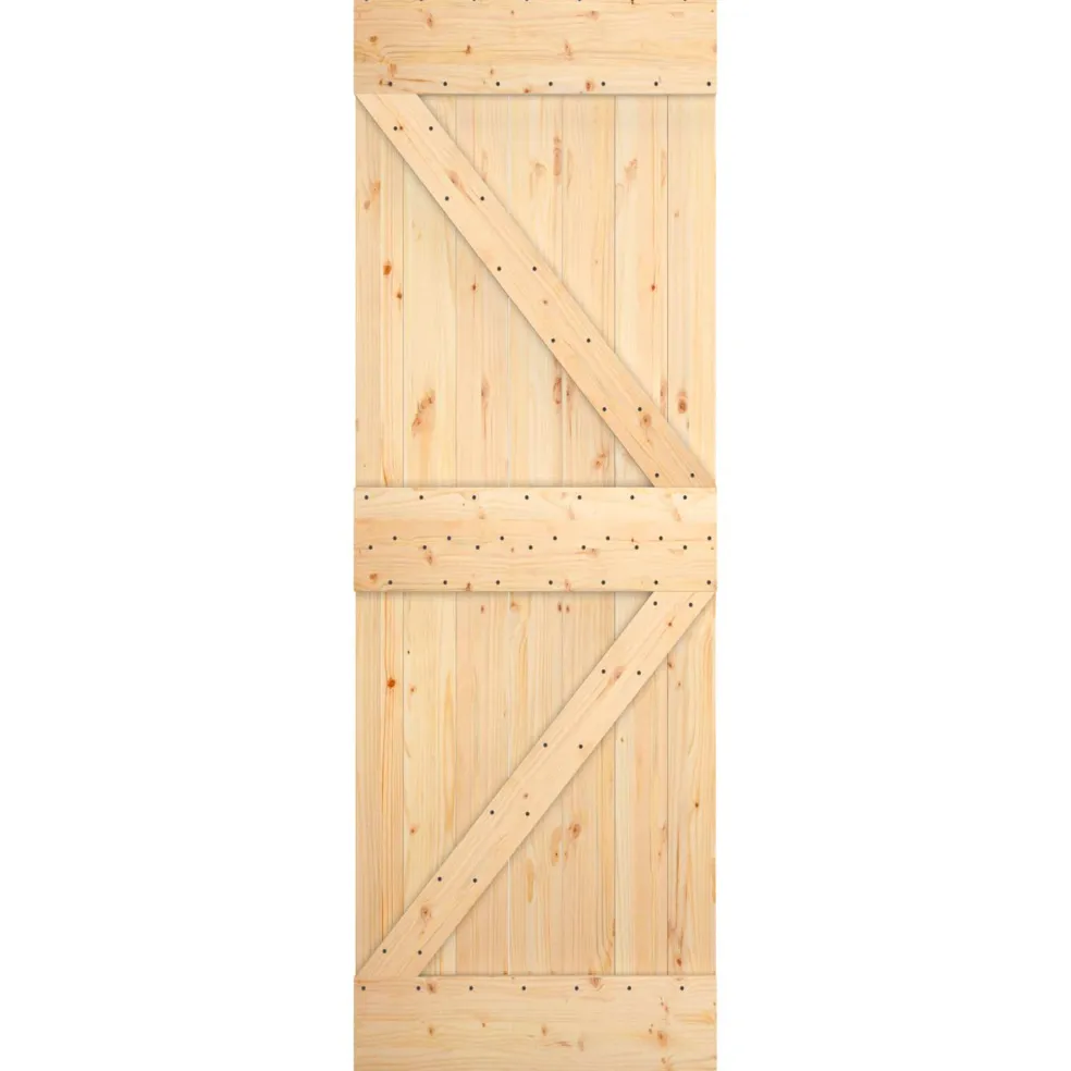 vidaXL Schuifdeur 70 x 210 cm Massief Grenenhout (Niet-Behandeld)