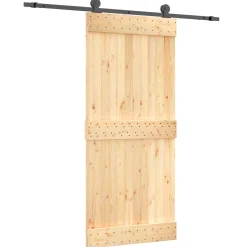 vidaXL Schuifdeur 90 x 210 cm Massief Grenenhout (Niet-Behandeld)