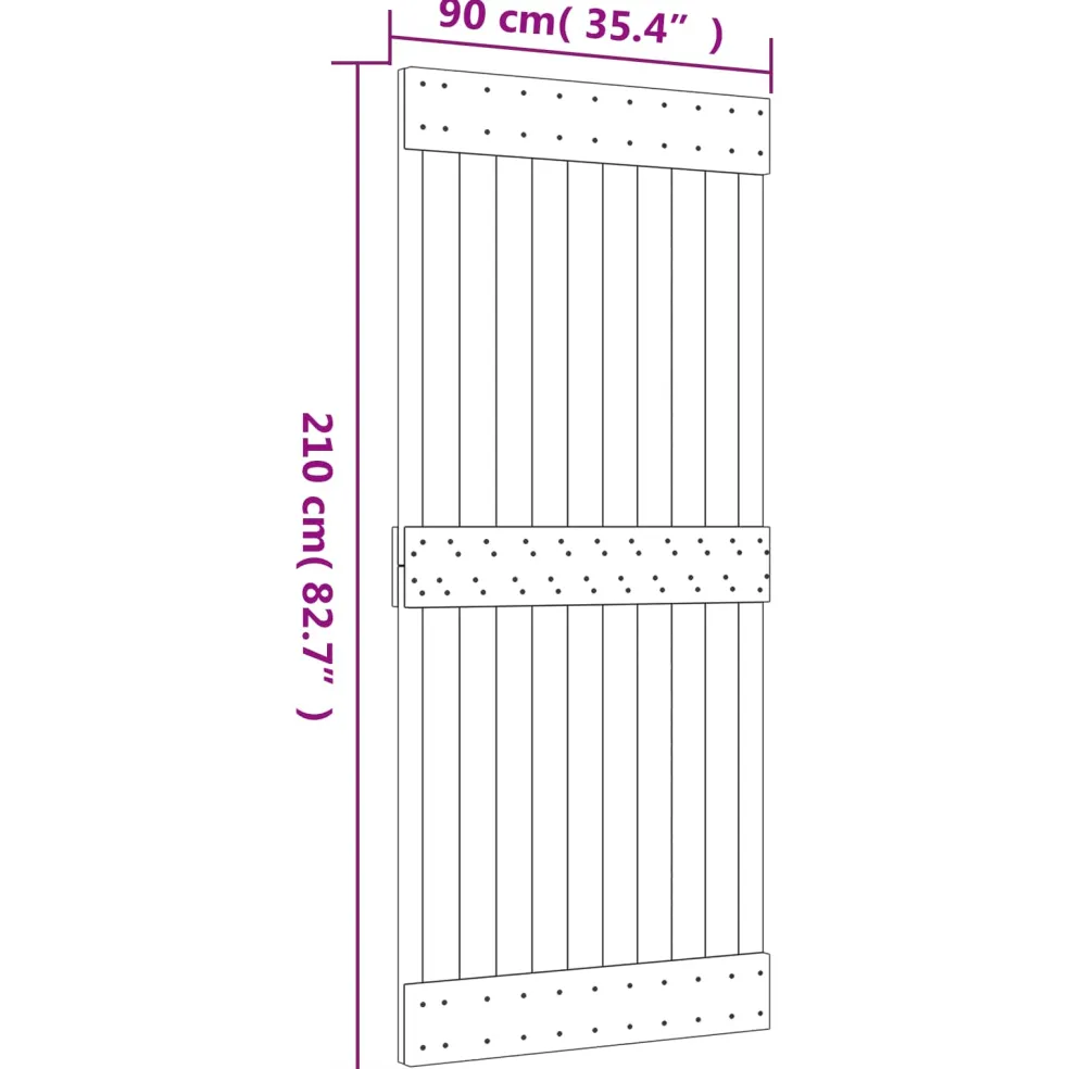 vidaXL Schuifdeur 90 x 210 cm Massief Grenenhout (Niet-Behandeld)
