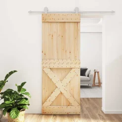 vidaXL Schuifdeur 80 x 210 cm Massief Grenenhout (Niet-Behandeld)