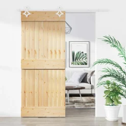 vidaXL Schuifdeur 90 x 210 cm Massief Grenenhout (Niet-Behandeld)
