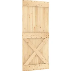 vidaXL Schuifdeur 90 x 210 cm Massief Grenenhout (Niet-Behandeld)