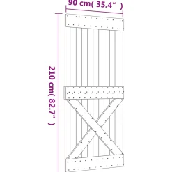 vidaXL Schuifdeur 90 x 210 cm Massief Grenenhout (Niet-Behandeld)