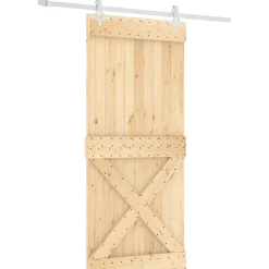 vidaXL Schuifdeur 90 x 210 cm Massief Grenenhout (Niet-Behandeld)