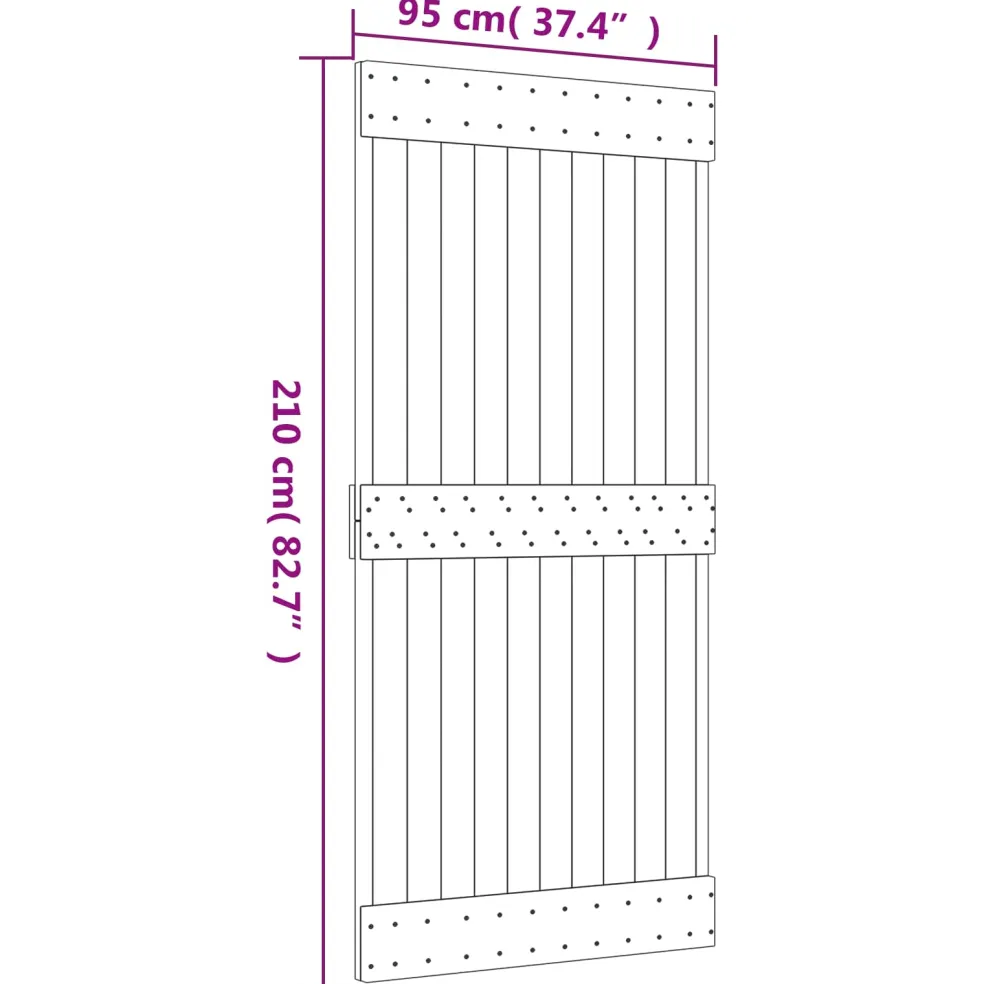vidaXL Schuifdeur 95 x 210 cm Massief Grenenhout (Niet-Behandeld)