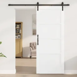 vidaXL Schuifdeur 83 x 202 cm Massief grenenhout Wit en zwart