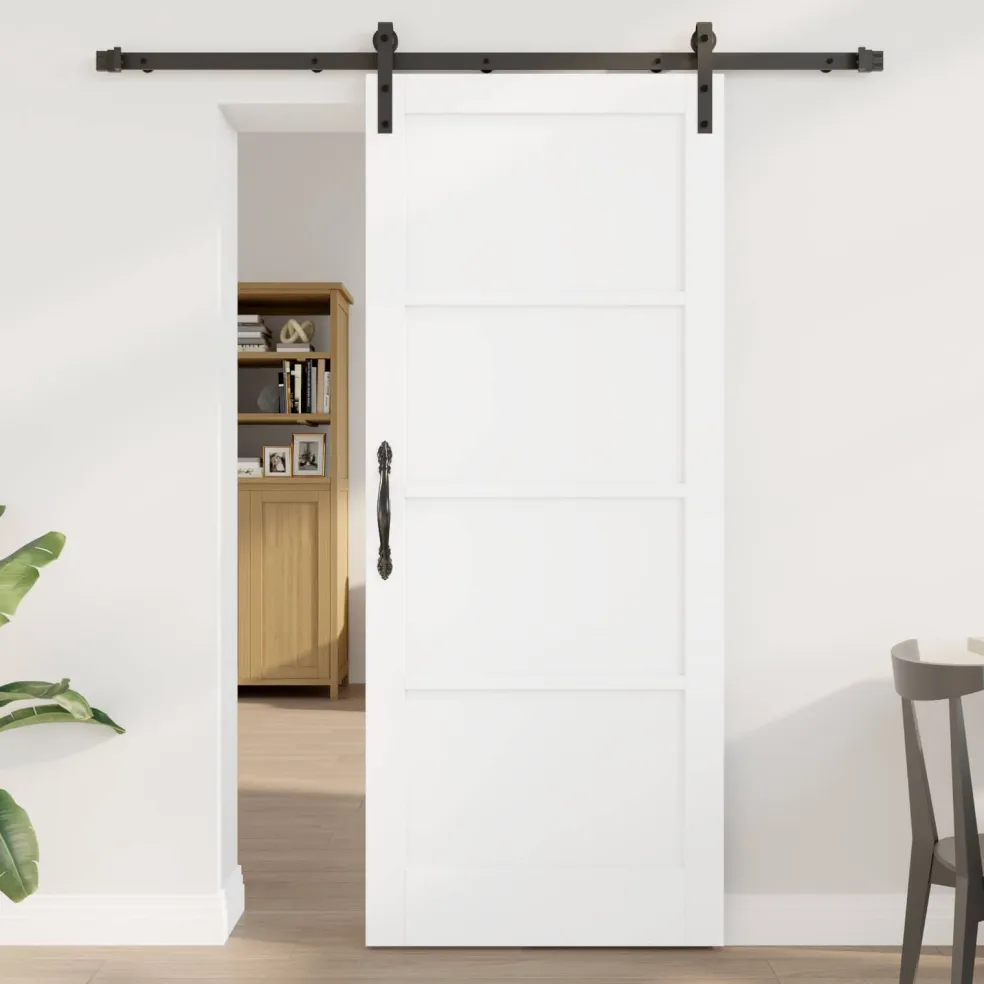 vidaXL Schuifdeur 83 x 202 cm Massief grenenhout Wit en zwart