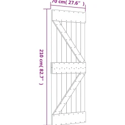 vidaXL Schuifdeur 100 x 210 cm Massief Grenenhout (Niet-Behandeld)