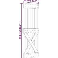 vidaXL Schuifdeur 70 x 210 cm Massief Grenenhout (Niet-Behandeld)