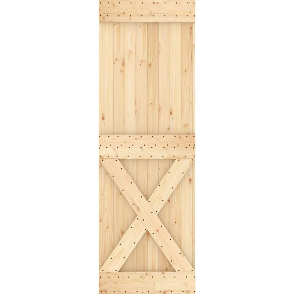 vidaXL Schuifdeur 70 x 210 cm Massief Grenenhout (Niet-Behandeld)