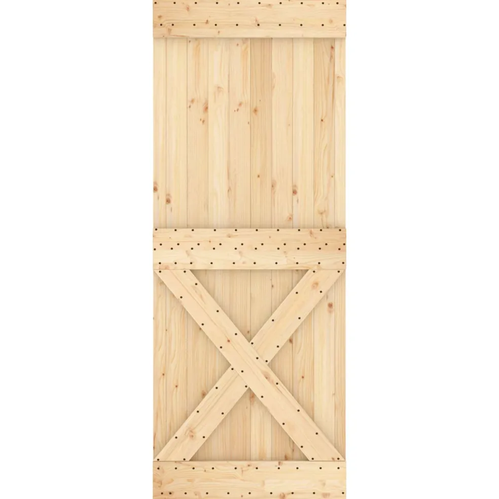 vidaXL Schuifdeur 90 x 210 cm Massief Grenenhout (Niet-Behandeld)