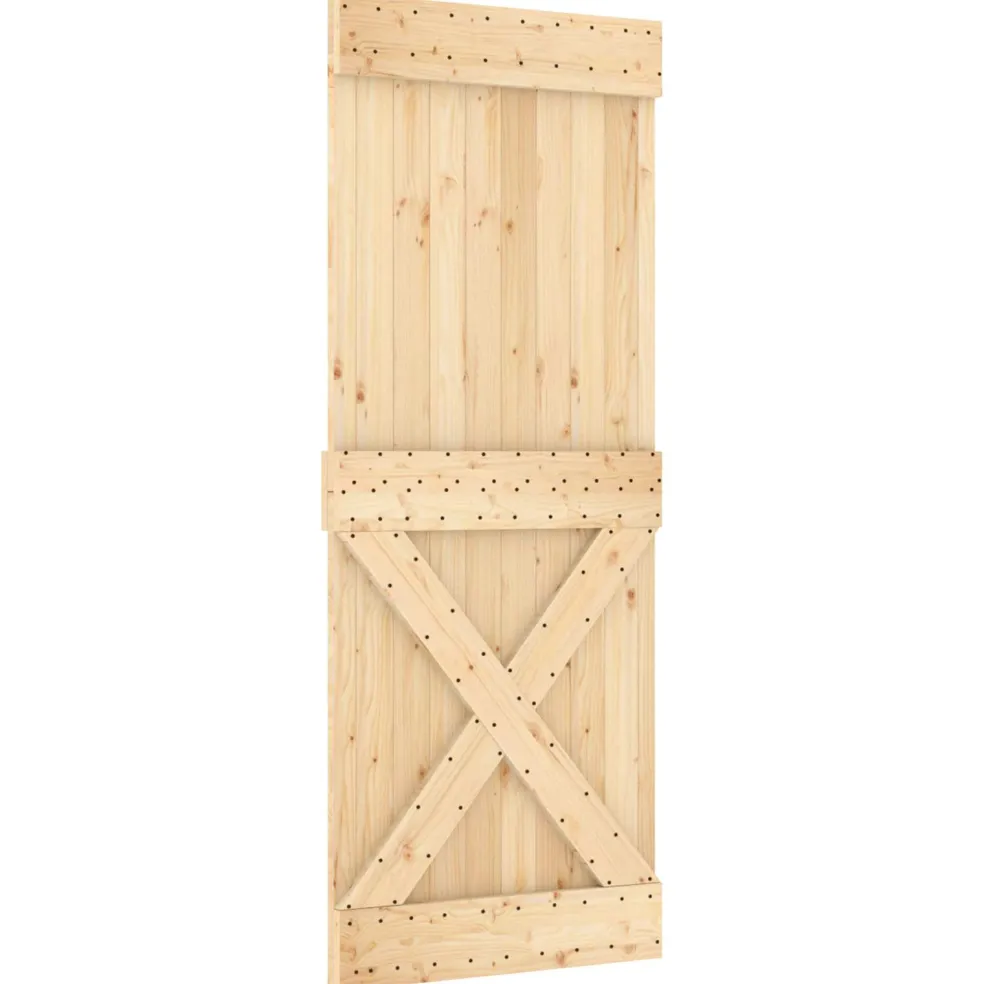 vidaXL Schuifdeur 90 x 210 cm Massief Grenenhout (Niet-Behandeld)