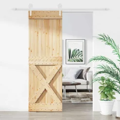 vidaXL Schuifdeur 70 x 210 cm Massief Grenenhout (Niet-Behandeld)