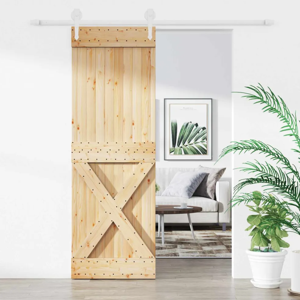 vidaXL Schuifdeur 70 x 210 cm Massief Grenenhout (Niet-Behandeld)