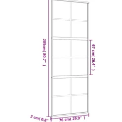 vidaXL Schuifdeur 76x205 cm mat ESG-glas en aluminium goudkleurig