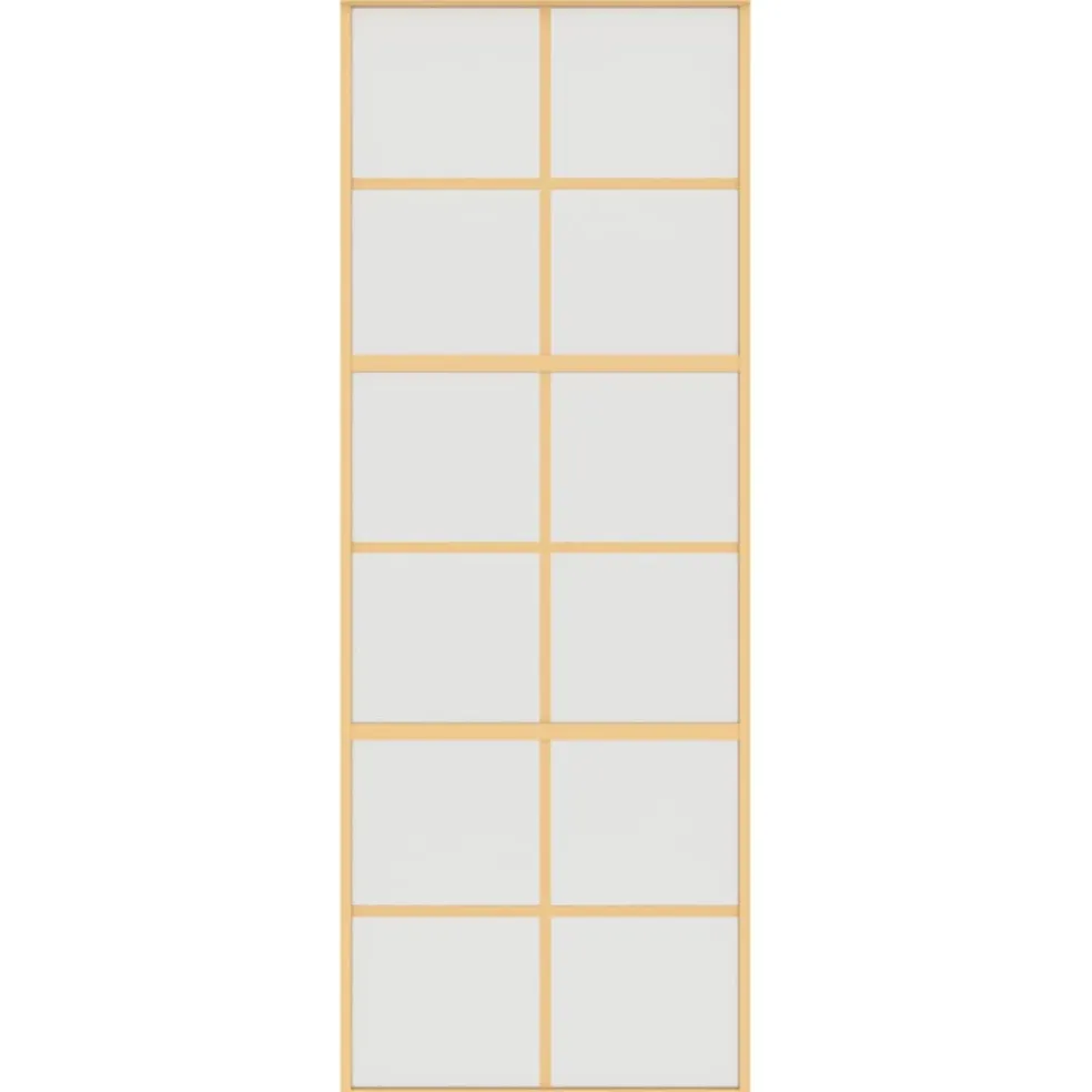 vidaXL Schuifdeur 76x205 cm mat ESG-glas en aluminium goudkleurig