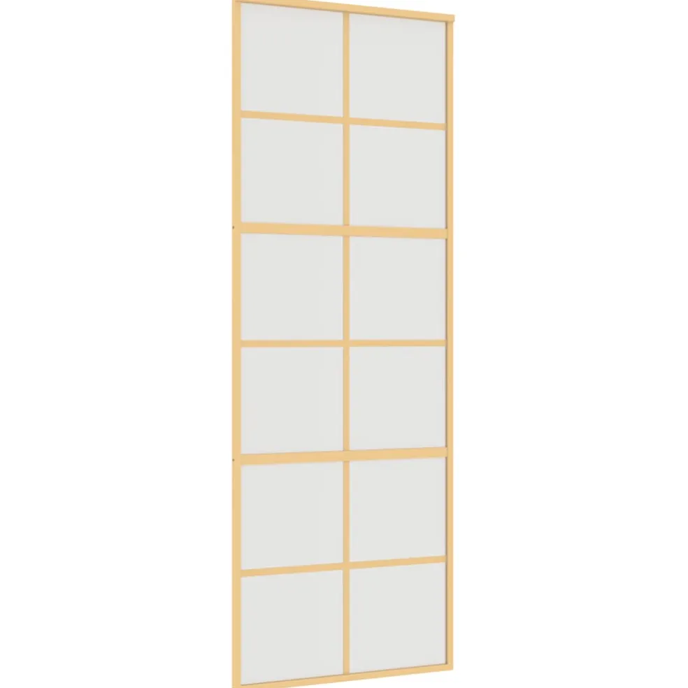 vidaXL Schuifdeur 76x205 cm mat ESG-glas en aluminium goudkleurig