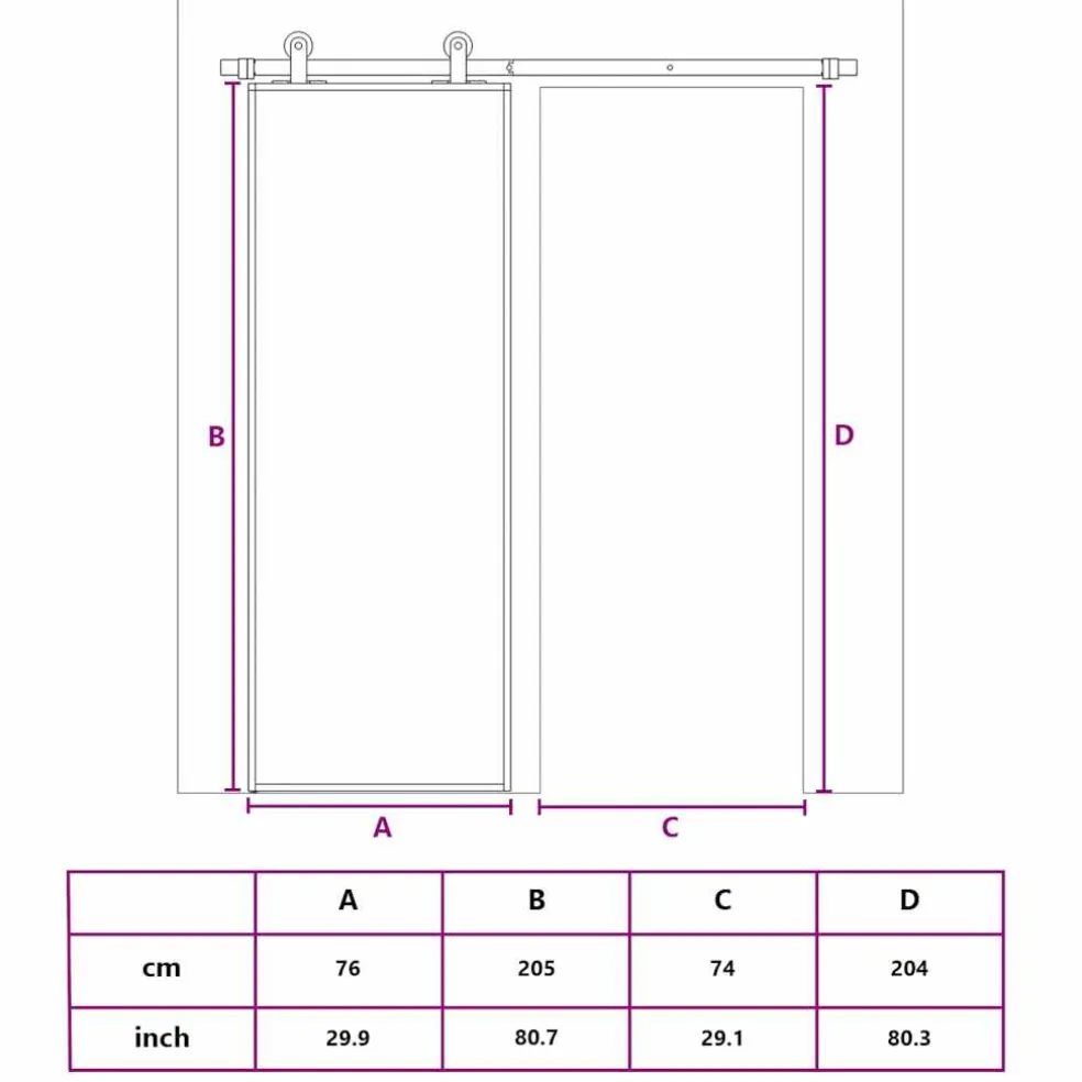 vidaXL Schuifdeur 76x205 cm mat ESG-glas en aluminium goudkleurig