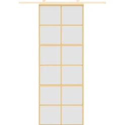 vidaXL Schuifdeur 76x205 cm mat ESG-glas en aluminium goudkleurig