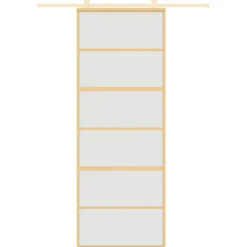 vidaXL Schuifdeur 76x205 cm mat ESG-glas en aluminium goudkleurig