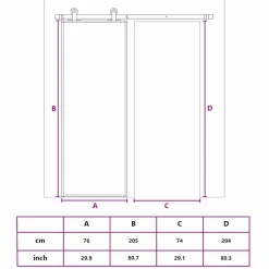 vidaXL Schuifdeur 76x205 cm mat ESG-glas en aluminium wit