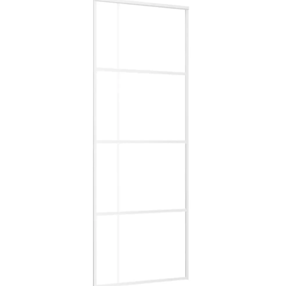 vidaXL Schuifdeur 76x205 cm mat ESG-glas en aluminium wit