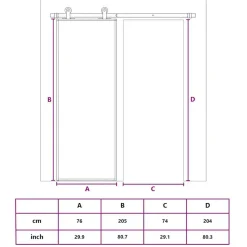 vidaXL Schuifdeur 76x205 cm mat ESG-glas en aluminium wit