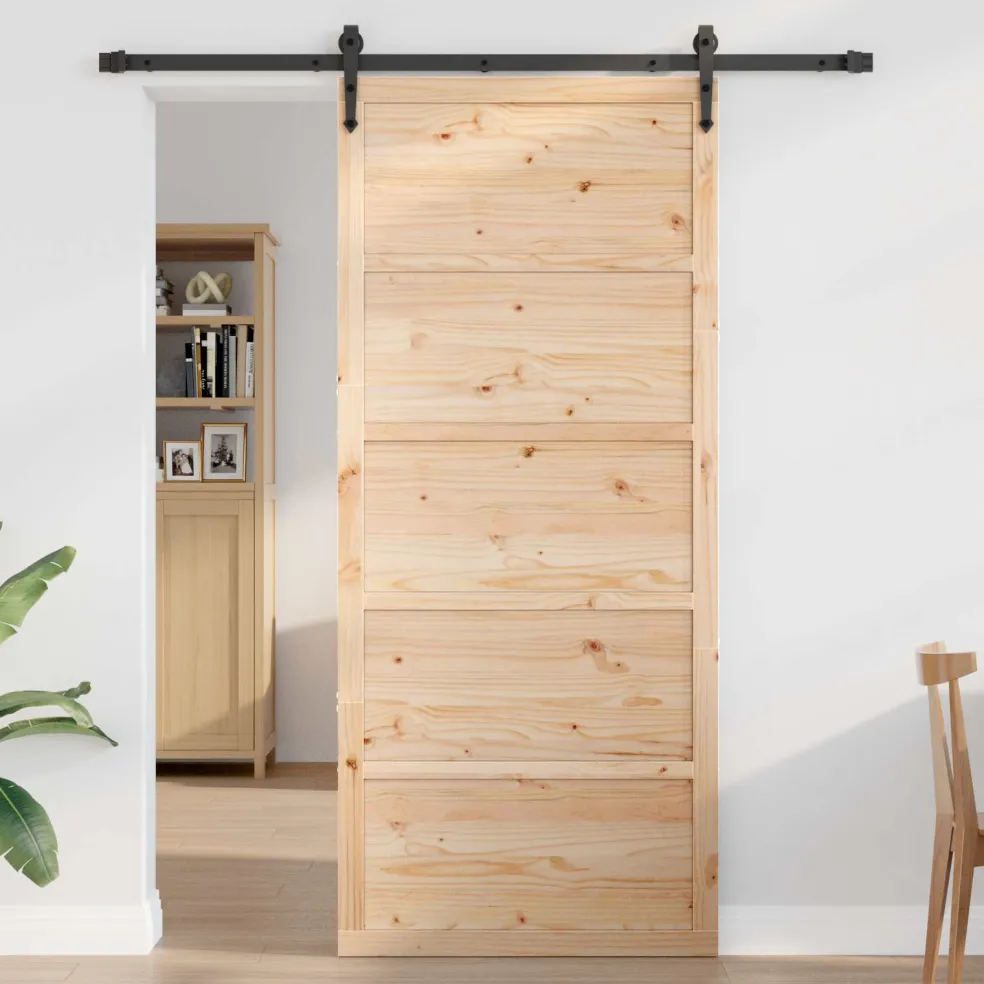 vidaXL Schuifdeur 100 x 2,5 x 208 cm Massief grenenhout Naturel