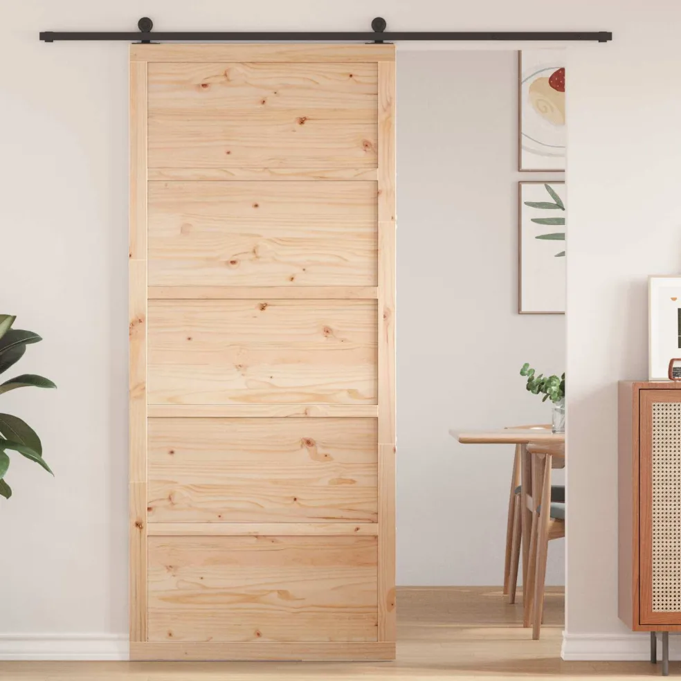 vidaXL Schuifdeur 100 x 2,5 x 208 cm Massief grenenhout Naturel