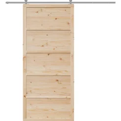 vidaXL Schuifdeur 100 x 2,5 x 208 cm Massief grenenhout Naturel