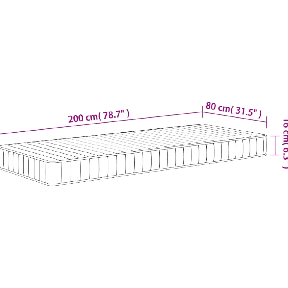 vidaXL Schuimmatras middelzacht 80x200 cm