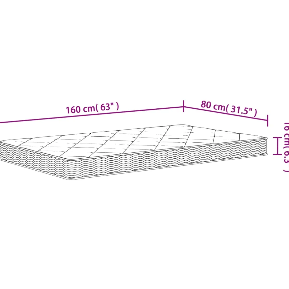 vidaXL Schuimmatras voor Kids Medium zacht 80 x 160 cm Wit