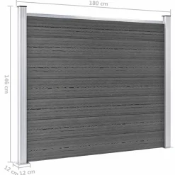 vidaXL Schuttingpanelenset 699x146 cm HKC zwart