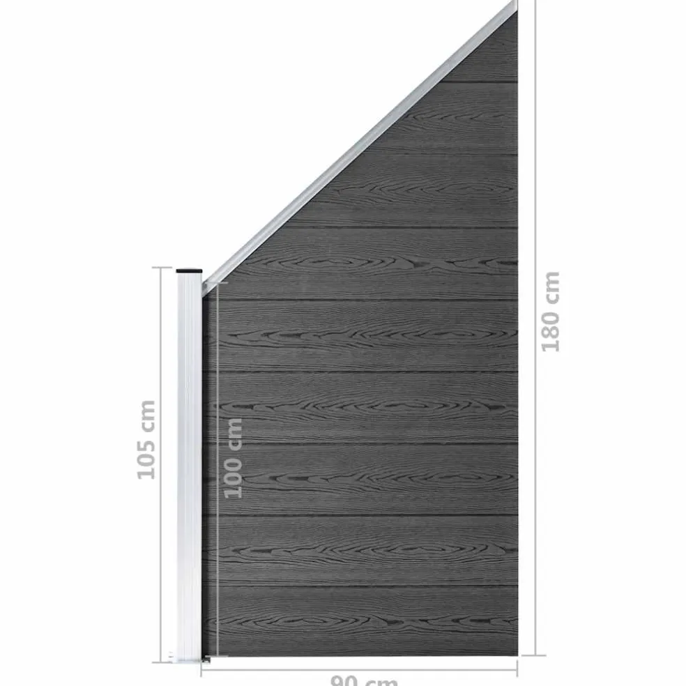 vidaXL Schuttingpanelenset 1657x(105-186) cm HKC zwart