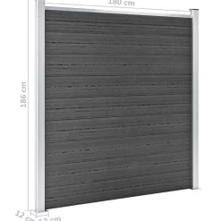 vidaXL Schuttingpanelenset 1657x(105-186) cm HKC zwart