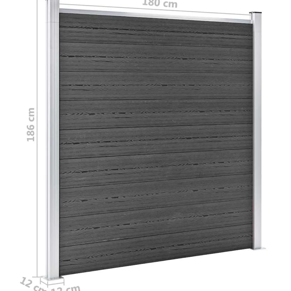 vidaXL Schuttingpanelenset 1657x(105-186) cm HKC zwart