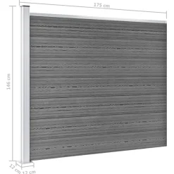 vidaXL Schuttingpanelenset 872x146 cm HKC grijs